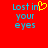 Red background with blue pixelated text reading 'Lost in your eyes' and a yellow pixelated heart symbol replacing the 'o' in 'Lost'.