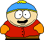 Pixelated cartoon character in red jacket and blue hat with yellow trim, showing multiple facial expressions
