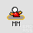 Pixelated character in red outfit on gray platform with yellow border, transitioning from static pose to explosion of blue and white particles while text below changes.