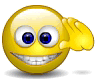 Yellow spherical emoji with blue eyes and white teeth, waving hand in three distinct poses across a
