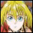 A pixelated anime-style character with blonde hair and blue eyes on the left, next to a black background with white text "Anime IM" and stylized signature "c0m" on the right.