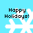 Four identical pixelated snowflakes on a light blue background with 'Happy Holidays!' text above each.