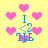 Yellow background with pink heart shapes and blue text reading "I <3 NE" in pixelated style.