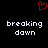 Red pixelated heart symbol above two identical white text phrases on black background.