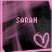 Animated pink heart icon with 'SARAH' text above, showing changes in the heart's outline and background texture