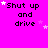 identical pixelated text phrases on a bright pink background with scattered white stars