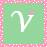 Pixelated icon with a white curved shape resembling a stylized 'V' on a green background, bordered by pink and white polka dots.