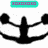 Black anchor silhouette with two curved arms and a central shank, positioned below a cyan rectangular bar containing purple and pink pixelated squares.