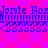 Pixelated blue text and symbols on a pink-and-purple checkered background with visible repetition.