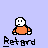 A 4x3 contact sheet of a pixel art animation featuring an orange-shirted character with white head, showing 12 distinct poses and actions across sampled frames on a light purple background.