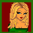 Pixel art of nine showing a blonde woman in green top with varying poses and text overlays on red background