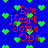 Blue background with green pixelated hearts and red text reading 'Eye Heart Some One' in a pixelated font.