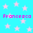 Cyan background with scattered pink stars and four instances of the text 'Francesca' in bright magenta pixelated font.
