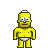 Pixelated yellow cartoon character with gray glasses, brown beard, and white underpants against a solid light gray background.
