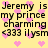 Yellow background with black text repeating 'Jeremy is my prince charming <333 ilysm' and scattered pink heart symbols.