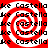 Red and white spiral pattern with repeated text "ke Castellake Castella" in black pixelated font across all four quadrants.