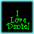 Green pixelated text on black background reads "I Love Daniel" with a light blue border, displayed in a of four identical