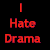 A split-screen animated contact sheet showing two versions of the phrase "I Hate Drama" in red pixelated text, one on black background and one on white background.
