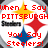 Four circular Steelers-themed buddy icons with yellow, red, and blue diamonds on white backgrounds; text overlays read "when I say PITTSBURGH you say Steelers!" and "PITTSBURGH! STEELERS!!"