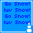 Blue background with repeated text and snowman icons in four , showing animation changes between frames