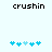 Pixelated text 'crushin' appears above a of blue puzzle pieces on light background, with one piece shifting position between frames
