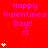 Red background with repeated 'Happy Valentines Day!! =]' text and yellow heart symbols in a pattern, some hearts animated to change quantity