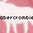 Pixelated pink and white background with partial text 'abercrombie' at top left, equals sign on right, and 'LOVE' in center.