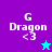 Pixelated icon with 'G Dragon <3' text and star symbol, alternating between purple and blue backgrounds with cyan and purple stars.