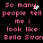 Pixelated pink text on black background reads "So many people tell me i look like Bella Swan" with animated white sparkles near the top-right of each phrase.