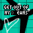 Animated contact sheet of a 48x48 pixel buddy icon showing repeated text and stick-figure motion across 24 frames on a teal background with white outlines.