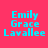 Four display the name "Emily Grace Lavallee" in cyan pixelated text on a pink background, with yellow bars shifting position across each