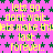 A static image with a pink background covered in green stars, displaying repeated yellow text phrases.