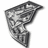 Pixelated grayscale icon of a curved, abstract shape with varying shades of gray forming a smooth gradient transition across its surface.