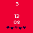 Red background with white pixelated numbers and dark blue plus signs, one central heart symbol in maroon.