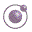 Animated sequence of a purple sphere with a smaller purple sphere orbiting a gray circular path on a gray background.