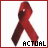 Red ribbon symbol with dark brown accents on white background, six display text below: ACTUAL, REALITY, ACT UP, FIGHT, AIDS