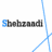 Static image of 'Shehzadi' text with blue diagonal lines over a white background, no animation observed.