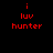 Red pixelated text on black background reads 'i luv hunter' with identical static appearance across observations.