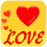 Yellow square icon with red heart and 'LOVE' text, showing animation changes in heart size and shadow detail.
