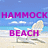 Pixelated beach scene with pink text reading HAMMOCK BEACH over a sandy shore and blue sky background.