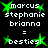 Animated pixel art displays names and "besties!" text with green starbursts on black background, alternating between two states.