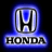 Pixelated blue and white Honda logo with glowing effect, featuring the 'H' emblem above the word 'HONDA' on a dark background.