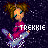 Pixelated character with brown hair in a high ponytail, wearing purple top and multicolored skirt against dark starry background.