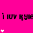A bright pink background displays repeated black text 'i lov kyie' with white star symbols appearing and disappearing in vertical
