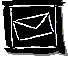 Four square icons with white envelope symbols inside, each in a different solid color border—black, light blue, magenta, and gray—arranged in a two-by-two on a light gray background