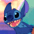 Pixelated buddy icon featuring Stitch from Lilo & Stitch on left and green text 'Original Icons .com' on right against gradient background.