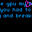 Pixelated blue text on black background with a pink heart symbol replacing the 'o' in 'you', showing repeated phrases and partial words.