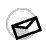 Four pixelated envelope icons arranged in a , each with black outlines and gray interiors, showing sequential animation frames of an envelope opening