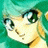 Pixelated anime-style character with teal hair and green eyes, next to black background with white text "Anime IM" and "com".