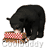 A 4-frame animated contact sheet showing a black bear interacting with a picnic basket on a white background, each frame displaying slight pose variations of the bear leaning over the basket.